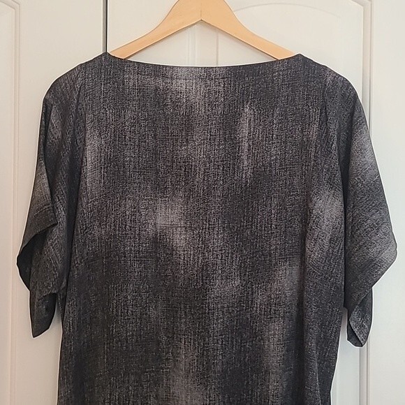 Eileen Fisher Hazy Print Silk Shift Dress Kimono Sleeves Size XS Bateau Neck - Picture 6 of 10